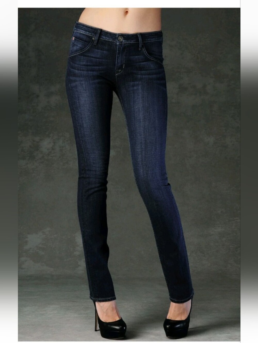 Hudson Carly Midrise Straight Leg Stretch Jeans Dark Wash WM429DHK